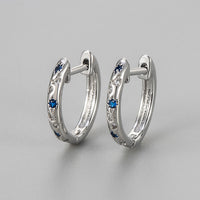 European And American Simple Blue Awn Star Moon Zircon Earrings Simple Stud Earrings