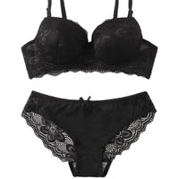 Lace Lingerie Panties Set Push Up Bra Briefs With Steel Ring