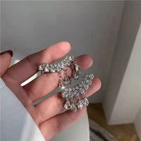 Dazzling Water-drop Tassel Stud Earrings