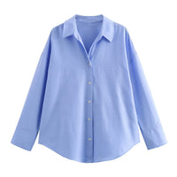 Women's Lapel Collar Multi-Color Long-Sleeve Single-Breasted Shirt