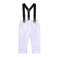 Children Striped Cotton Long Sleeve Shirt Bow Bib Gentleman Suit