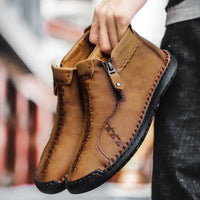 Men's Hand-stitched High-top Men's Shoes Large Size Outdoor
