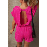 Solid Color Short Sleeve Jumpsuit