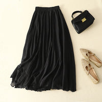 Womens Elastic-Waist Ruffle Double-Layer Skirt