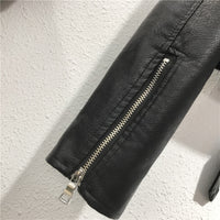 Women's Short Lace-up Motorcycle Pu Leather Jacket
