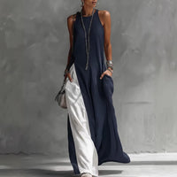 Womens Sleeveless Loose-Fit Off-Shoulder Dress With Pockets