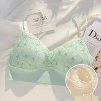 French Thin Belt Thin Underwear Women No Steel Ring Hole Cup Beautiful Back