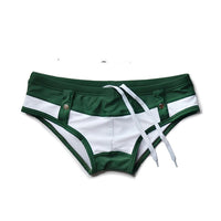Men's Swimming Trunks Low Waist Stitching Lace Black And White Briefs