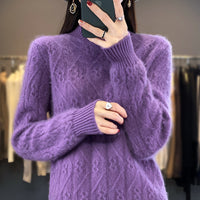 Half Turtleneck Twisted Knitted Sweater Loose All-matching