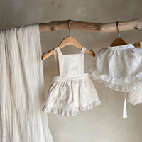 Infant Thin Embroidery Flower Lace Leader Jumpsuit