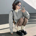Advanced Design Gray Classic Style Knitwear Top Women's Sweater