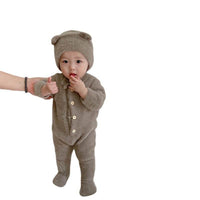 Baby Jumpsuit Mink Fur Little Bear Pattern Bag Feet Romper Outing Jumpsuit