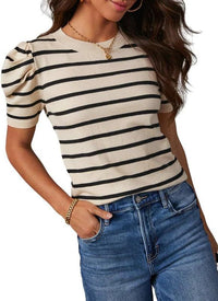 Womens Summer Casual Short-Sleeve Knitted Top