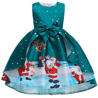 Christmas Dress Print Princess Santa Claus Snowflake Girl Show