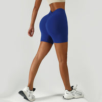 Back Waist Deep V Neck Tight Women's Sports Hip Yoga Shorts