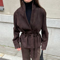 Retro Suede Long-sleeved Jacket Brushed Velvet Coat For Women