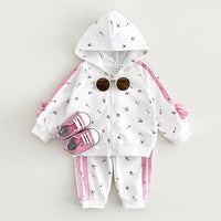 Girls' Warm Hoodie Jacket Trousers Suit