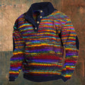 3D Digital Printing Stand Collar Fashion Men's Casual Retro Long-sleeved Sweater