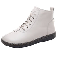 Women's Genuine Leather Soft-soled Lightweight Flat Ankle Boots
