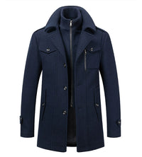 Men's Woolen Coat Double Collar Standard Vertical Zipper Coat Jacket