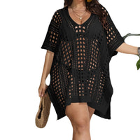 Womens Beach Deep V-Neck Hollow-Out Woven Split Dress