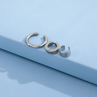 Ear Clip Stainless Steel Three-piece Set Glossy Ear Clip Street Simplicity Hip Hop Earrings For Men And Women
