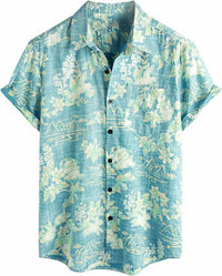 Men's Hawaiian Casual Flower Short Sleeve Single-breasted Beach Tropical Shirt