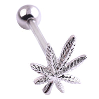 Women's Stainless Steel Leaf Tongue Ring Piercing Jewelry