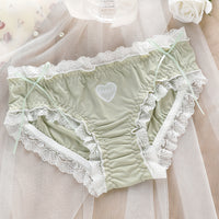 Soft Ice Silk Underwear Women's Double-layer Antibacterial Lace Lace Briefs