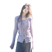 Purple Slim-fit Slimming Sweater Long-sleeved T-shirt