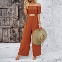 Casual Off-shoulder Cropped Jumpsuit For Women