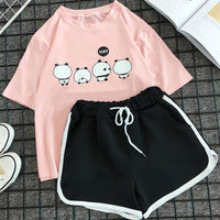 Summer Cute Short Sleeve Shorts Suit Home Wear
