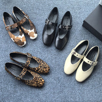 Women's Comfortable Leather Buckle Decorative Casual Shoes