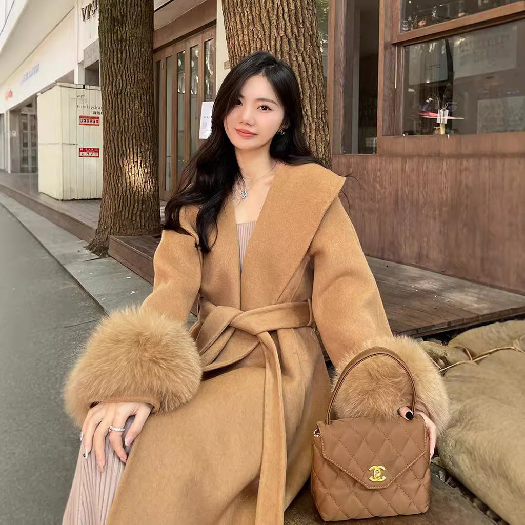 Double-sided Mink Cashmere Large Lapel Long Coat