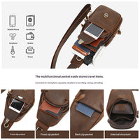 Multifunctional Chest Outdoor Casual Crossbody Vintage Crazy Horse Leather Shoulder Bag