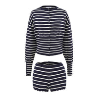 New Relaxed-fit Knitted Striped Crew-neck Long-sleeve Top