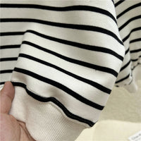 Loose Polo Collar Panel Long Sleeve Pullover