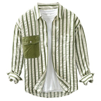 Japanese Style Stripe Long Sleeve Shirt Men