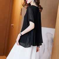 Round Neck Short Sleeve Top Loose Belly-covering Stylish Shirt