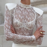 Jacquard Lace Knitted Slim Bottoming Shirt Women's Fashion Casual