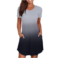 Women's Casual Crew-Neck Printed Pullover Short Sleeve