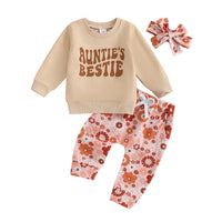 Baby Letter Print Sweatshirt Floral Pants Suit