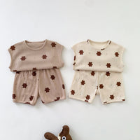 Children's Sleeveless Suit Korean Cute Printed Cotton Baby Two-piece Set