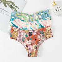 Sexy Print T-shaped Ice Silk Seamless Lightweight Breathable Invisible Sports Underwear Women