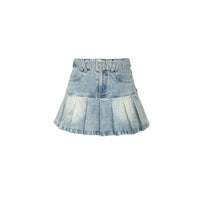 Making Old Washed Shiny Spicy Girl Denim Skirt