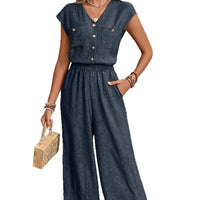 Womens Sleeveless Elegant High-Waisted Jumpsuit Pants