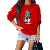 Merry Christmas Sweater Crew-Neck Red Long-Sleeve Pullover