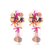 European And American Exaggerated Dopamine Handmade String Bead Flower Earrings