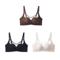 Pure Seduction Leopard Print Mesh Soft-Cushion Seamless Breathable Thin Cups Wireless Bra