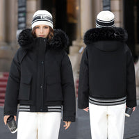 Russian Stitching Jacket Female Thicken Big Fur Collar Cotton Coat Jacket
